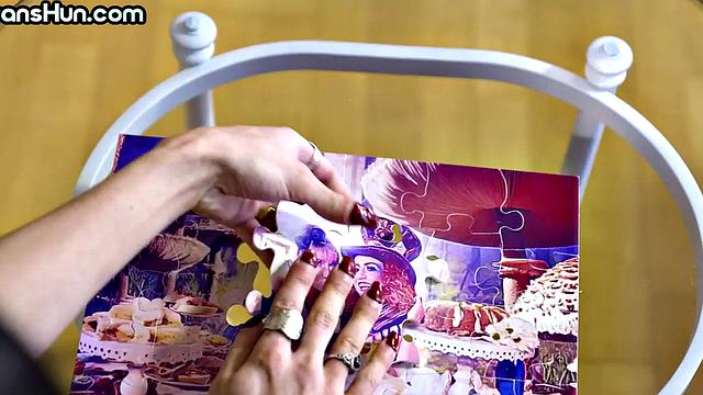 Deepthroated TS with big boobs fucks oral GF in pussy