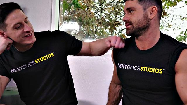 Sturdy top raw drills hunk in doggystyle