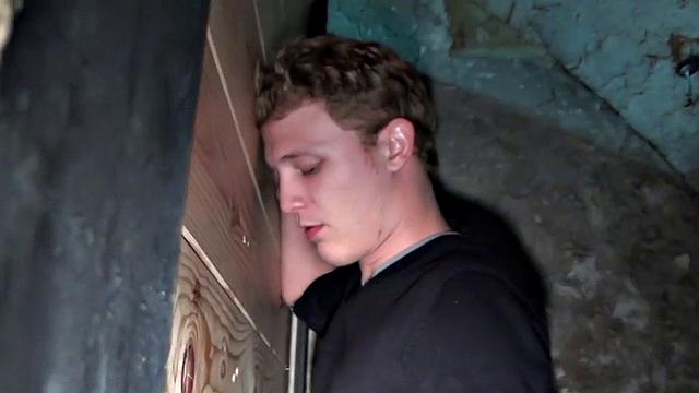 Gloryhole stud fucked in sling after giving head