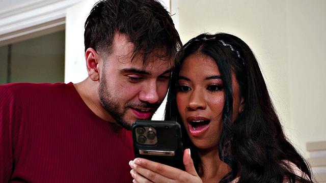 NURU MASSAGE - Cute Ebony Ameena Green Gives Her First NURU And It's VERY Naughty SUBTITLES