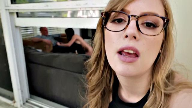 Cheated blonde shares hubby with babe in kinky trio