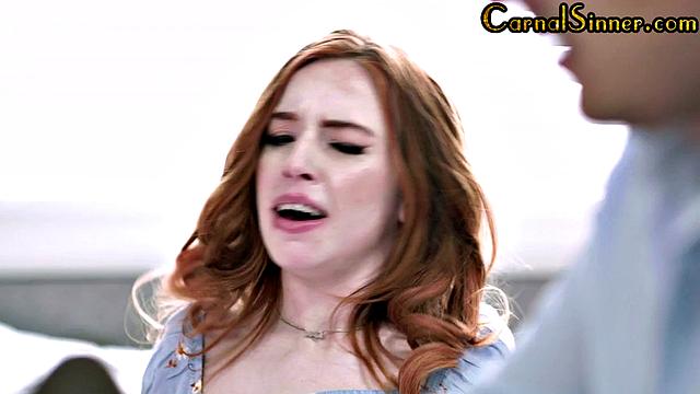 Petite 21yo ginger mouthfucked by boyfriend