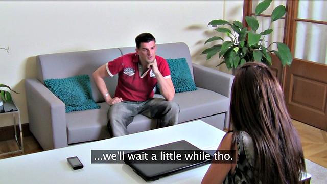 Agent guides this guy's dick deep into her wet pussy & gives her a hot creampie