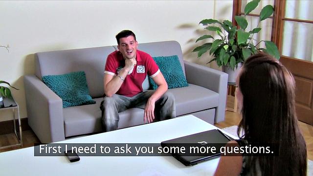 Agent guides this guy's dick deep into her wet pussy & gives her a hot creampie