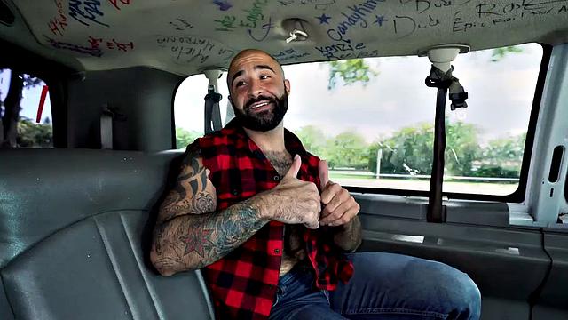 Pulled Black stud sucked by DILF in public outdoor van