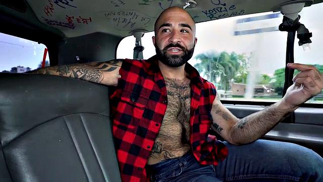 Pulled Black stud sucked by DILF in public outdoor van