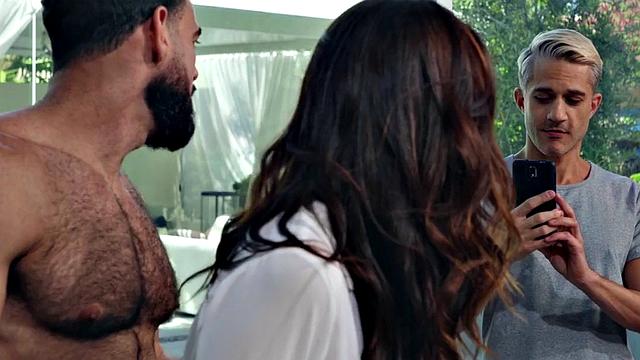 Bisexual dudes love busty MILF in threesome