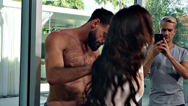 Bisexual dudes love busty MILF in threesome