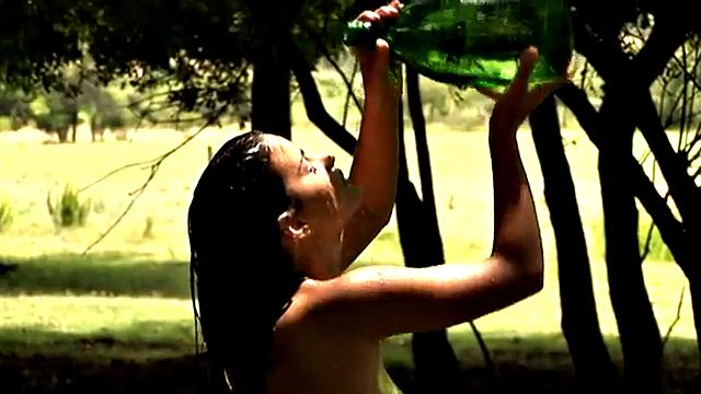 Sexy brunette teen gets naked