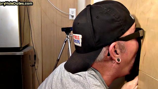 Gloryhole cum in mouth DILF sucks cock with his mouth