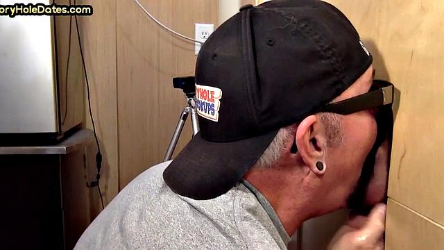 Gloryhole cum in mouth DILF sucks cock with his mouth