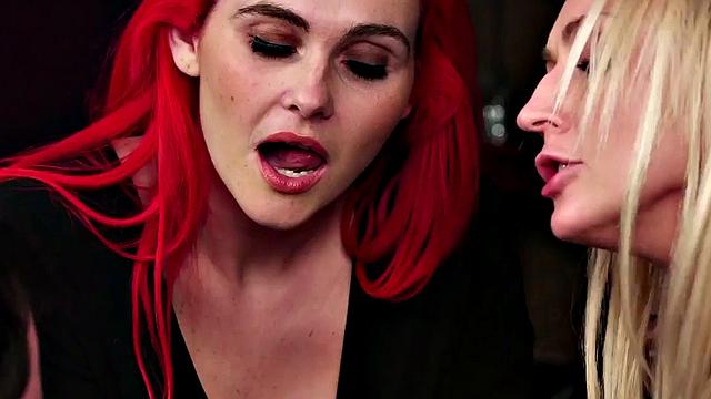 CFNM British femdom babes jerk cock in group