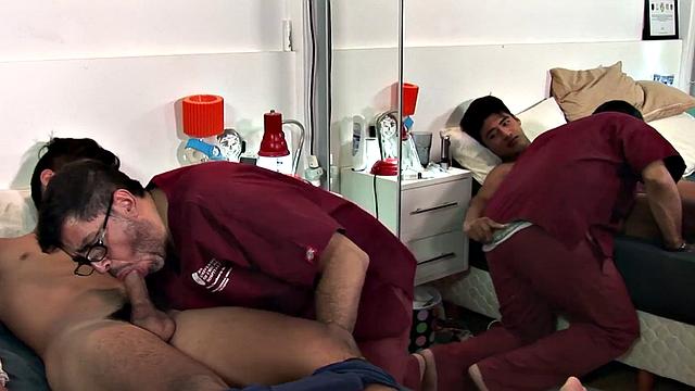 Latin twink bareback fucks mature after blowjob