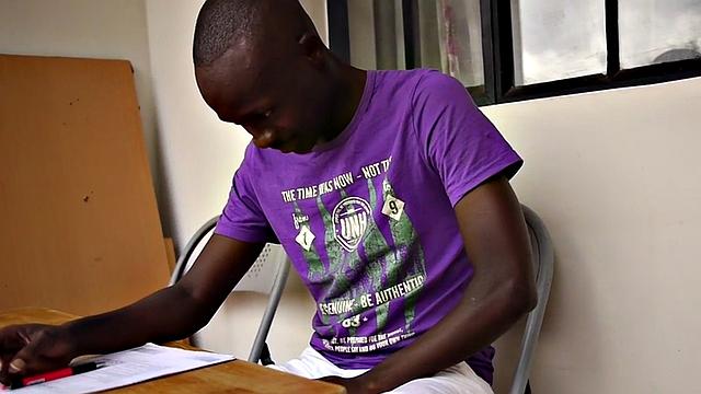 Ebony twink from Africa jerks his pecker solo