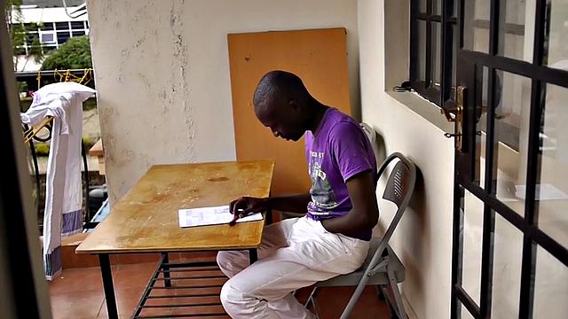 Ebony twink from Africa jerks his pecker solo