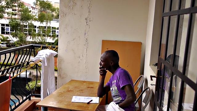 Ebony twink from Africa jerks his pecker solo