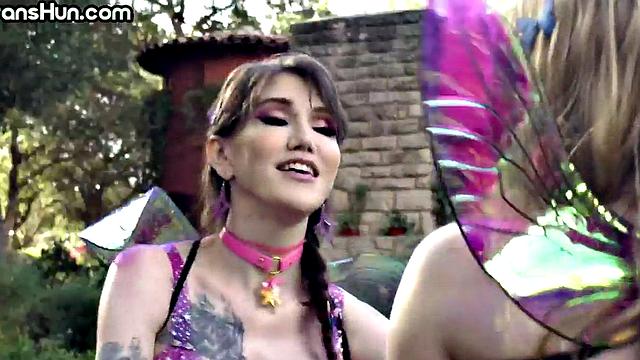 TS fairy fucks babe in cosplay after 69 and BJ