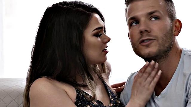 Cockhungry babysitter banged on the couch in passionate affair