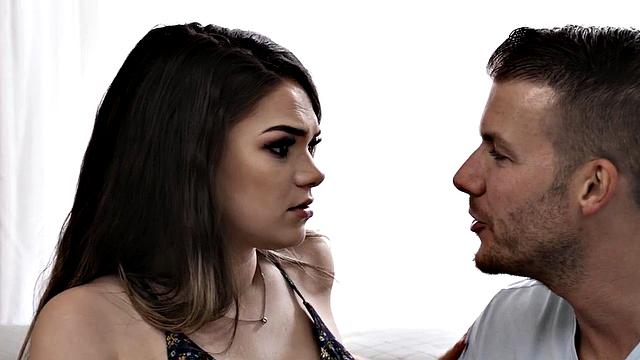 Cockhungry babysitter banged on the couch in passionate affair