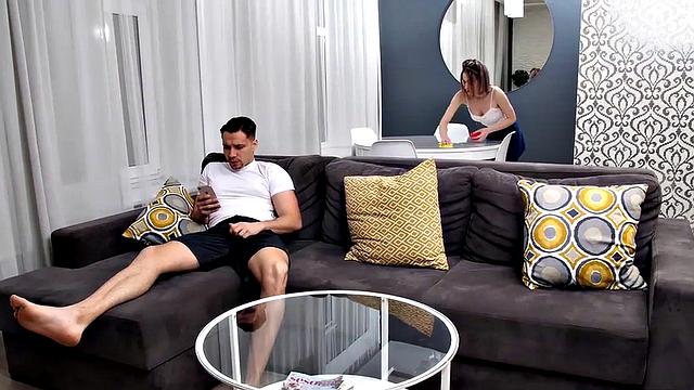 Girl is too tired to think if it's right or wrong to be fucked by stepbrother