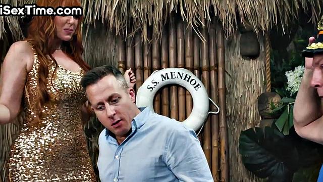 Bisex redhead MILF fucked in sailor 3way outdoors on vacation