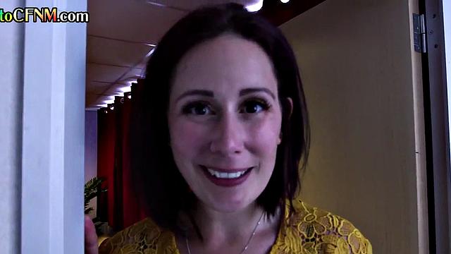 Ebony CFNM domina jerks cock in group with Brit ladies