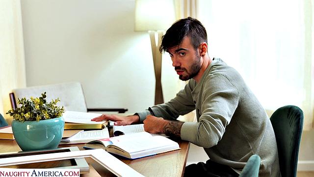 Busty redhead Sophia Locke fucks son's friend