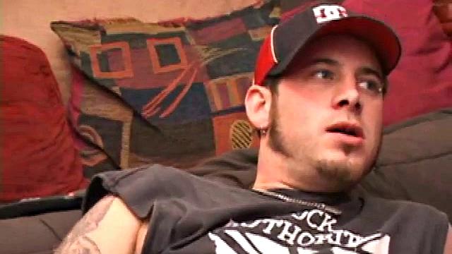 Pierced punk Elijah Mageddon goes to work on his cock. After stroking his stiff dick to the porn video, he pumps out his warm cum load onto the skateboard.