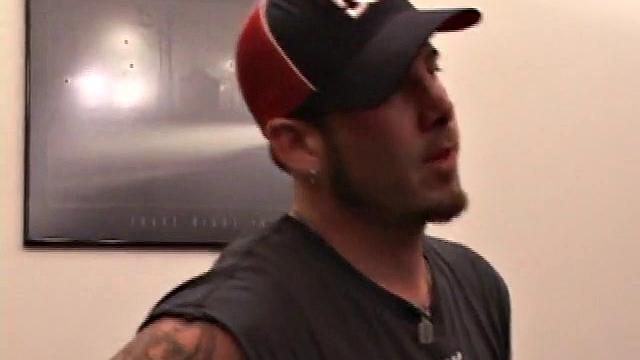 Pierced punk Elijah Mageddon goes to work on his cock. After stroking his stiff dick to the porn video, he pumps out his warm cum load onto the skateboard.