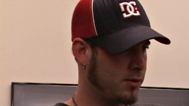 Pierced punk Elijah Mageddon goes to work on his cock. After stroking his stiff dick to the porn video, he pumps out his warm cum load onto the skateboard.