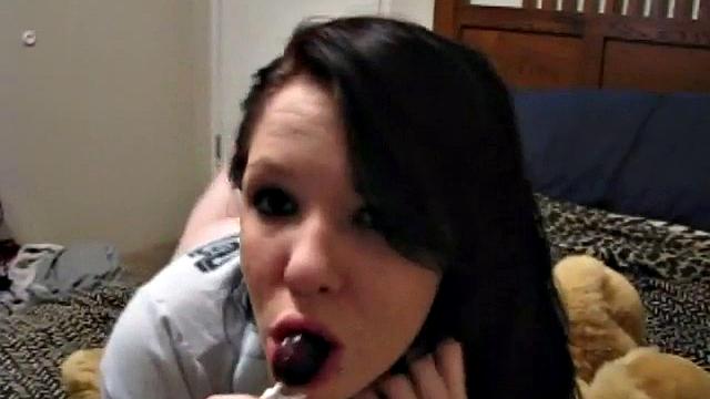 Sexy teen half naked sucking on a lollipop
