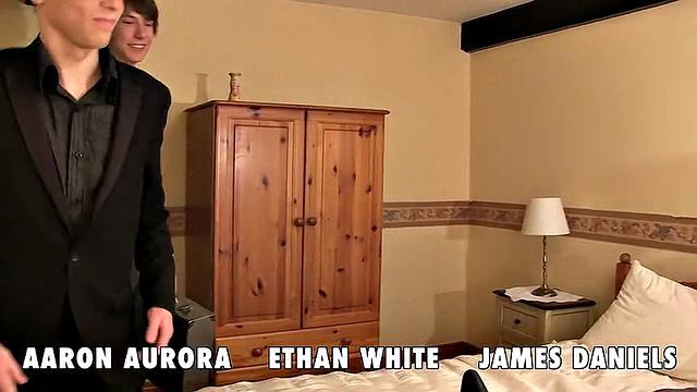 three guys test every toy in the box and end up skipping straight to each other