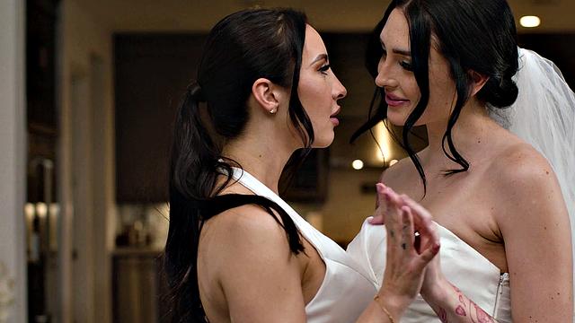 ADULT TIME - Sensual Romantic First Time For Lesbian Newlyweds Charlotte Sins And Melissa Stratton!