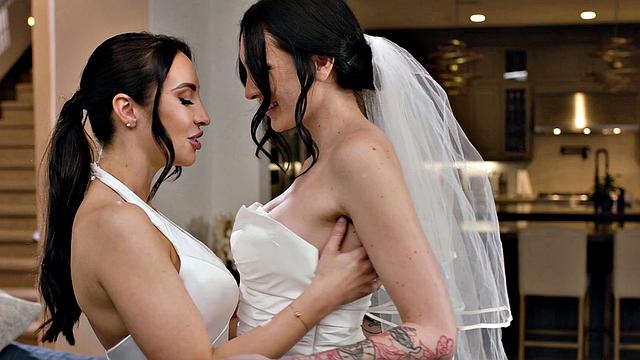 ADULT TIME - Sensual Romantic First Time For Lesbian Newlyweds Charlotte Sins And Melissa Stratton!