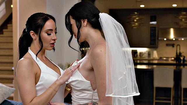 ADULT TIME - Sensual Romantic First Time For Lesbian Newlyweds Charlotte Sins And Melissa Stratton!