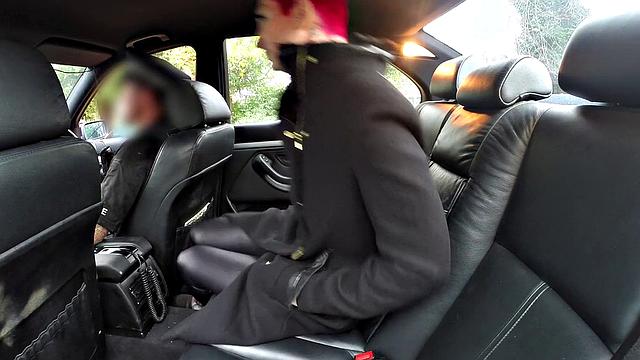 Tattooed cop in uniform enjoys getting her bald pussy and tits fucked in reverse cowgirl POV