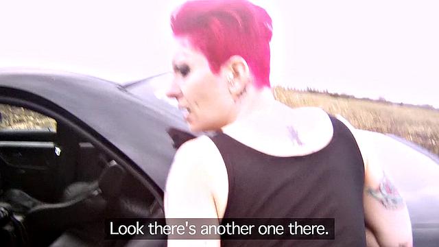 Tattooed cop in uniform enjoys getting her bald pussy and tits fucked in reverse cowgirl POV