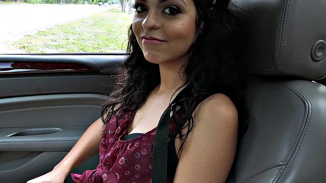 Watch this curvy Latina get her pussy drilled in the car while wearing her skirt
