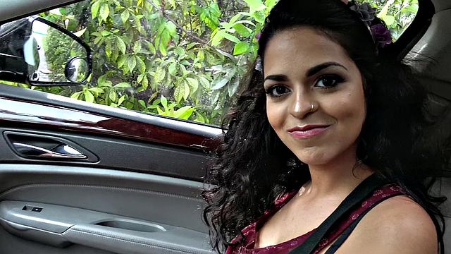 Watch this curvy Latina get her pussy drilled in the car while wearing her skirt