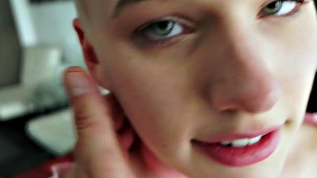 Shorthair babe sucking and pussy fucked by stepdad in POV