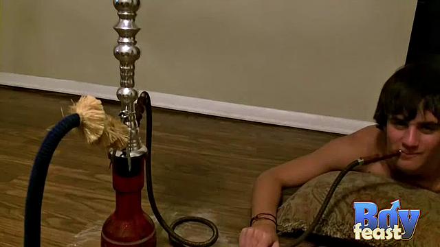 Justin Smokes Hookah &amp;amp; Jacks Off - Justin