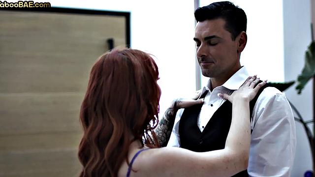 Ginger babe banged by her boss