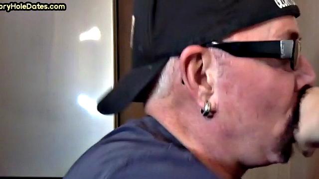 Gloryhole BJ - Daddy sucks hard dick in homemade sex