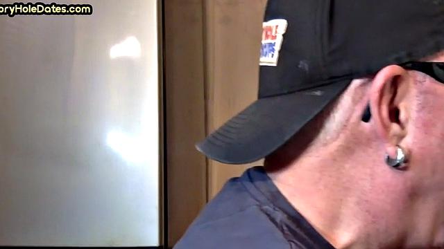 Gloryhole BJ - Daddy sucks hard dick in homemade sex