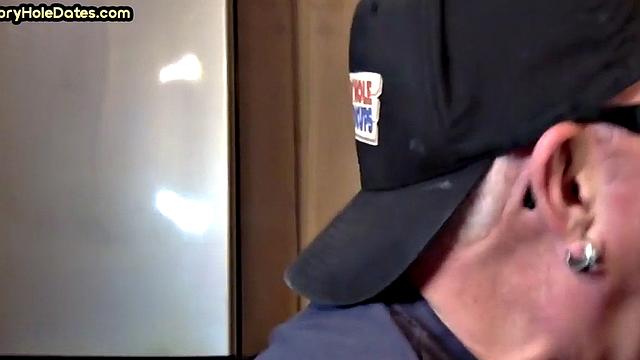 Gloryhole BJ - Daddy sucks hard dick in homemade sex