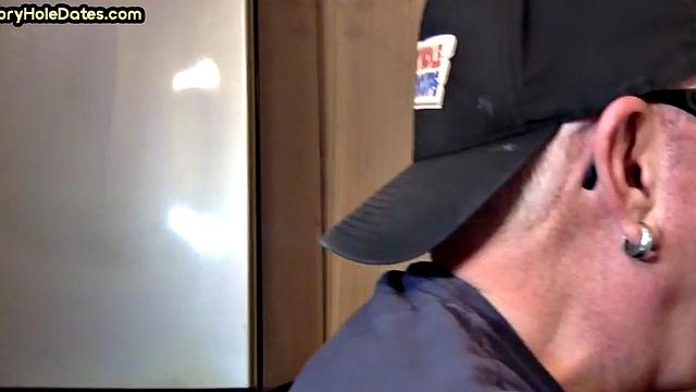 Gloryhole BJ - Daddy sucks hard dick in homemade sex