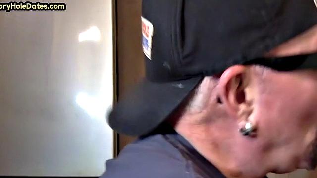 Gloryhole BJ - Daddy sucks hard dick in homemade sex