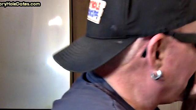 Gloryhole BJ - Daddy sucks hard dick in homemade sex