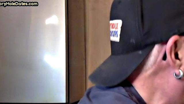 Gloryhole BJ - Daddy sucks hard dick in homemade sex