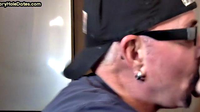 Gloryhole BJ - Daddy sucks hard dick in homemade sex